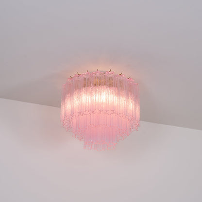 Murano Glass Ceiling Light | Pink | Gold Finish