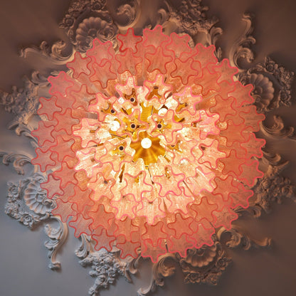 Murano Glass Ceiling Light | Pink | Gold Finish