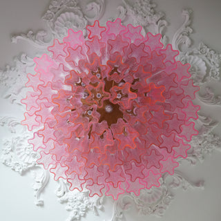Murano Glass Ceiling Light | Pink | Gold Finish