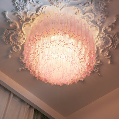 Murano Glass Ceiling Light | Pink | Gold Finish