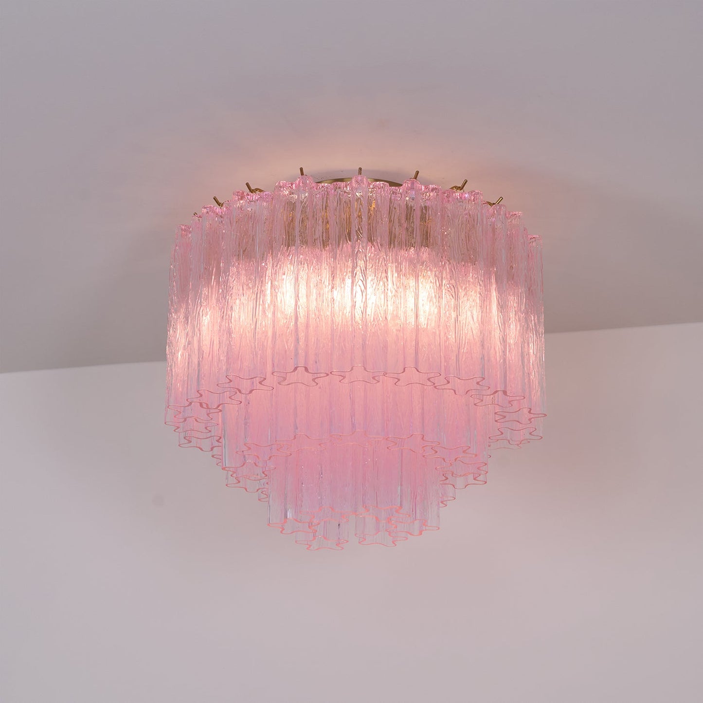 Murano Glass Ceiling Light | Pink | Gold Finish