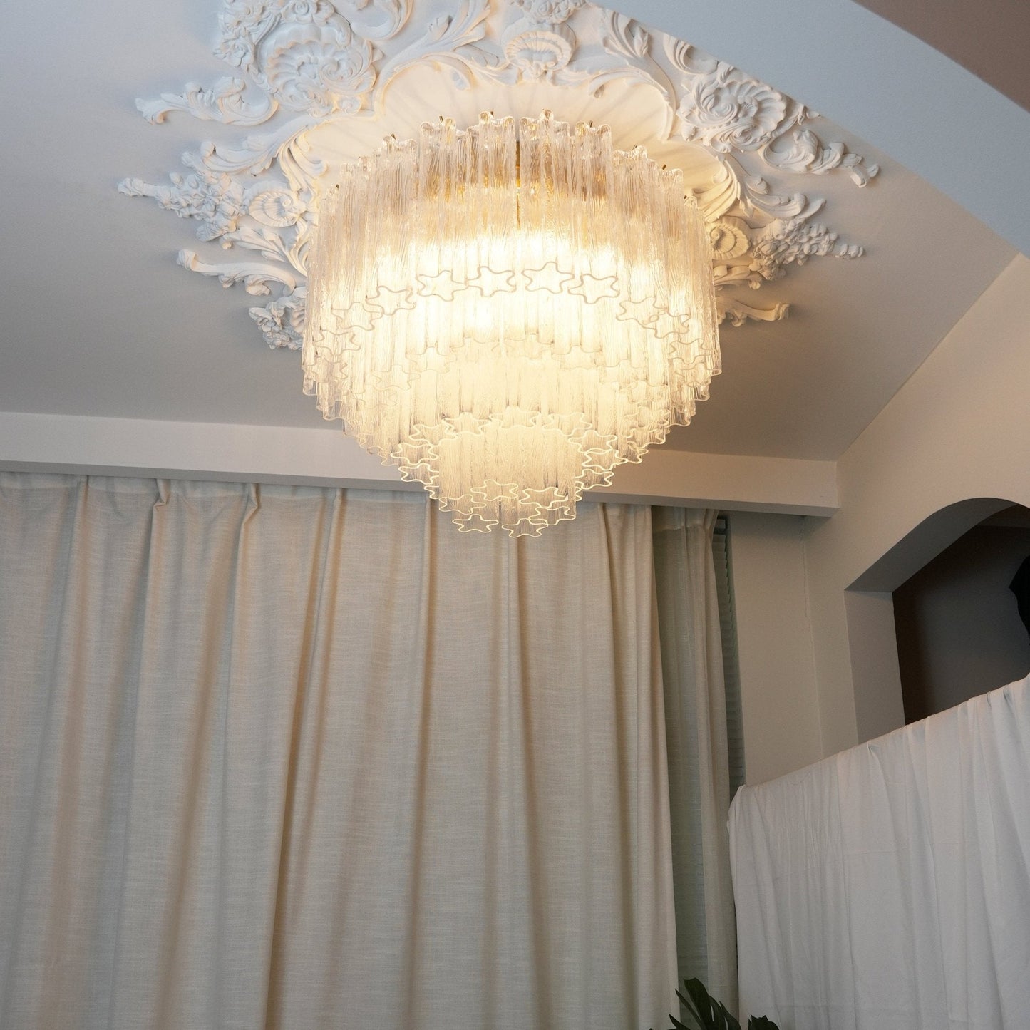 Murano Glass Ceiling Light | Pink | Gold Finish