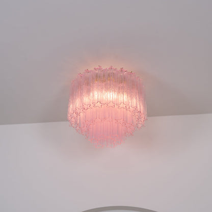 Murano Glass Ceiling Light | Pink | Gold Finish