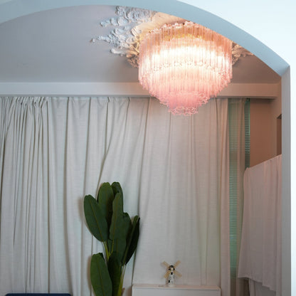 Murano Glass Ceiling Light | Pink | Gold Finish