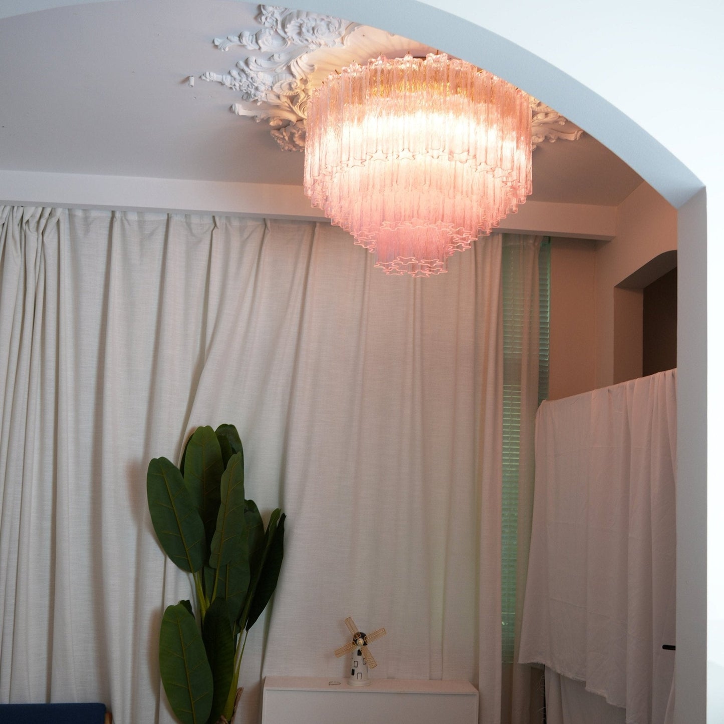 Murano Glass Ceiling Light | Pink | Gold Finish