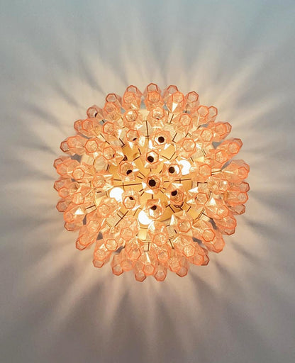 Murano Glass Ceiling Lamp | Pink Rhombus | Gold