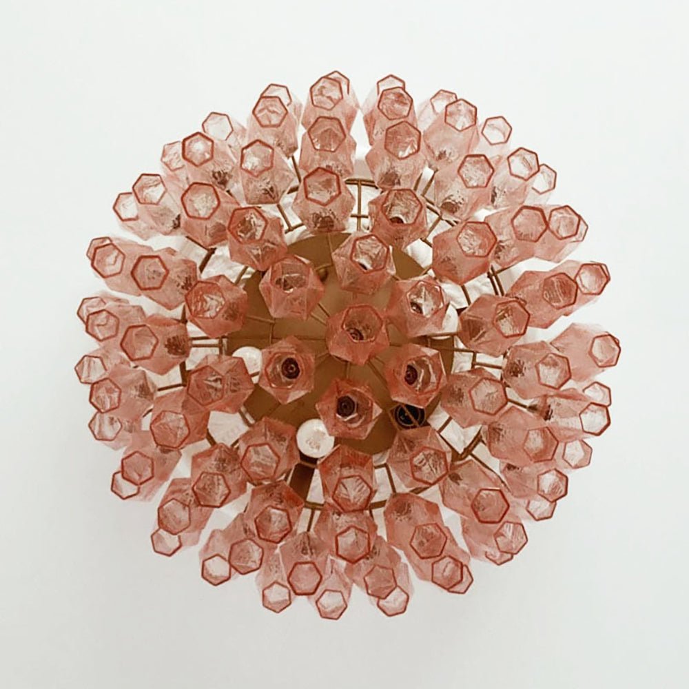 Murano Glass Ceiling Lamp | Pink Rhombus | Gold