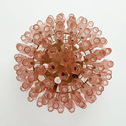 Murano Glass Ceiling Lamp | Pink Rhombus | Gold