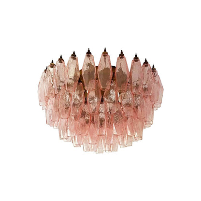 Murano Glass Ceiling Lamp | Pink Rhombus | Gold