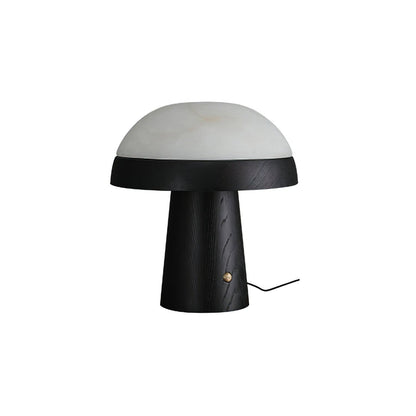 Mushroom Cloud Table Lamp | Wood & Alabaster | White Shade, Walnut & Black Options