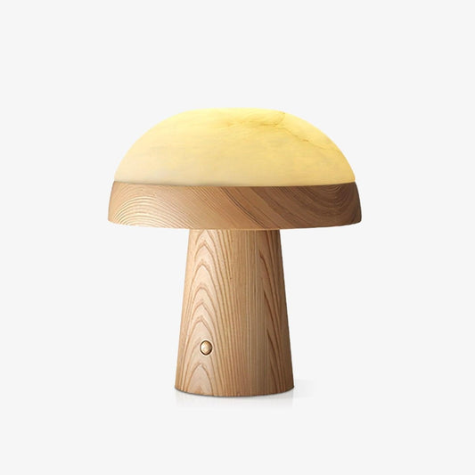 Mushroom Cloud Table Lamp | Wood & Alabaster | White Shade, Walnut & Black Options