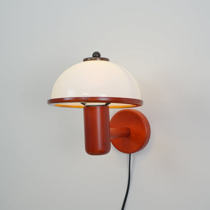 Mushroom Wall Lamp | Oak Wood & White Shade | 2-Pack