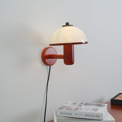 Mushroom Wall Lamp | Oak Wood & White Shade | 2-Pack