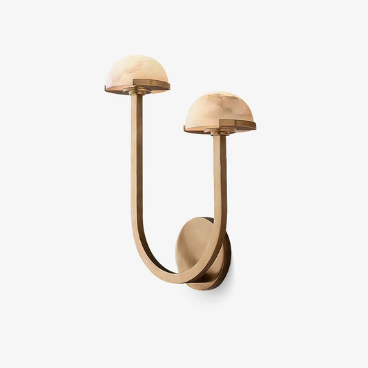 Mushroom Wall Lamp | Alabaster & Brass | White Shade