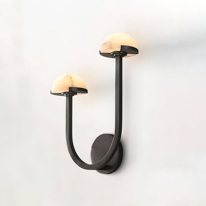Mushroom Wall Lamp | Alabaster & Brass | White Shade