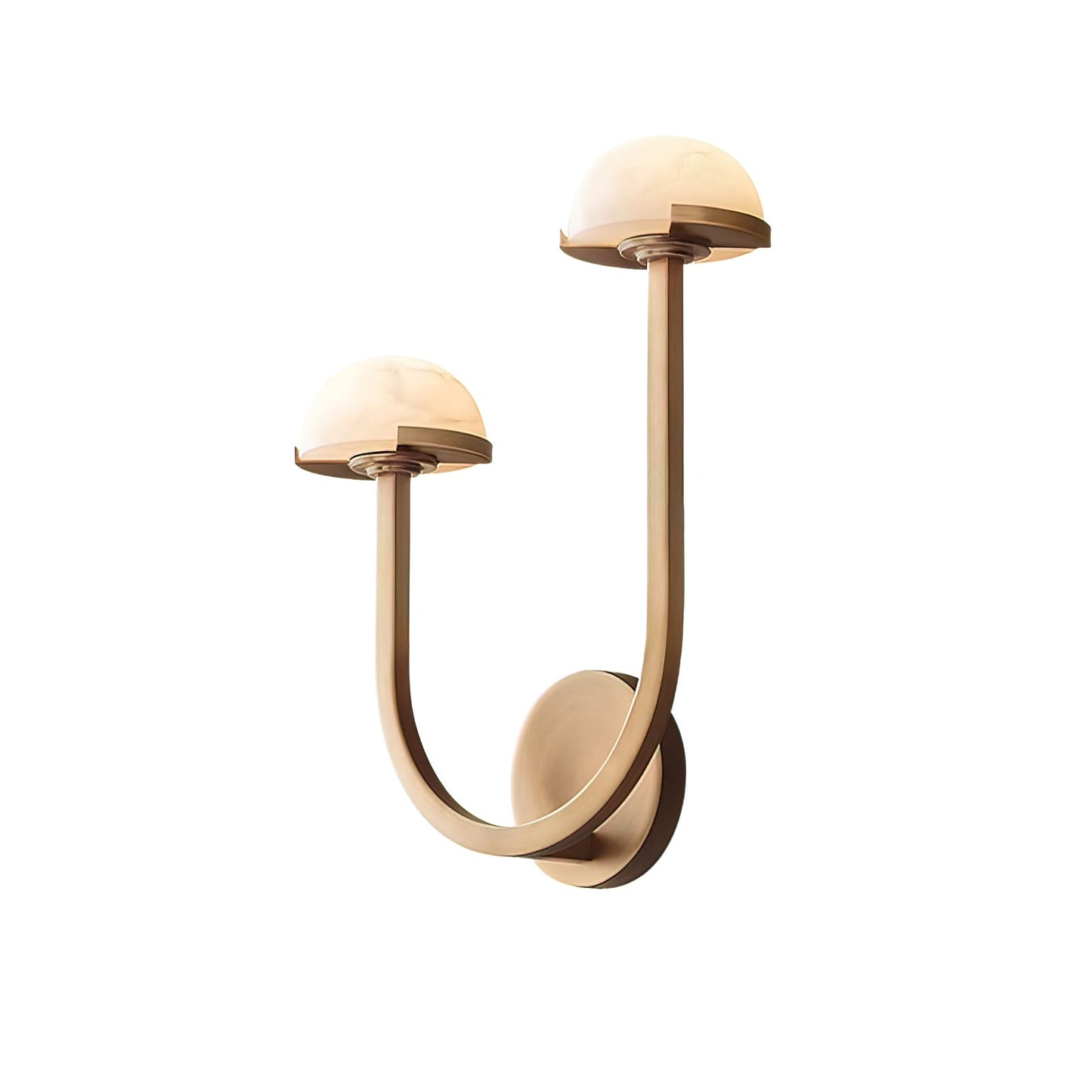 Mushroom Wall Lamp | Alabaster & Brass | White Shade