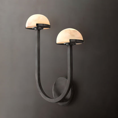 Mushroom Wall Lamp | Alabaster & Brass | White Shade