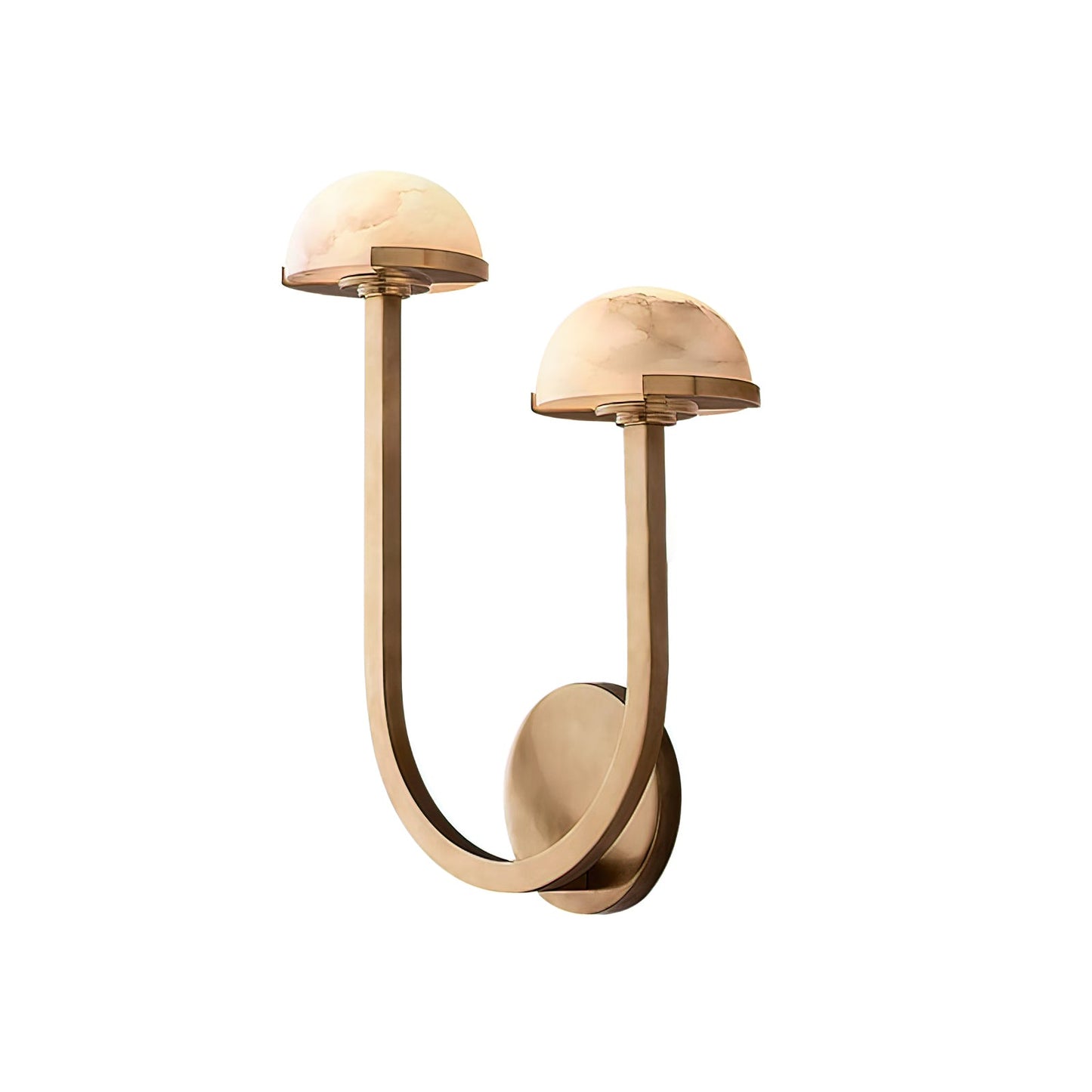 Mushroom Wall Lamp | Alabaster & Brass | White Shade