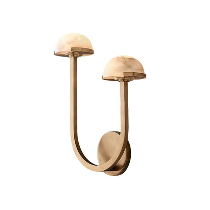 Mushroom Wall Lamp | Alabaster & Brass | White Shade
