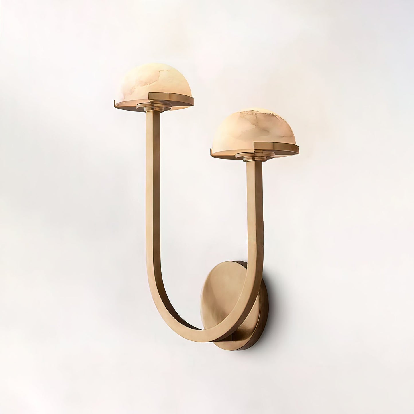 Mushroom Wall Lamp | Alabaster & Brass | White Shade