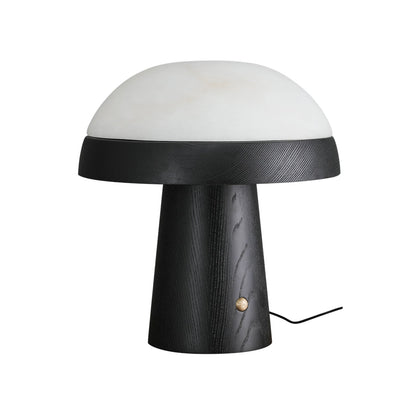 Mushroom Cloud Table Lamp | Wood & Alabaster | White Shade, Walnut & Black Options
