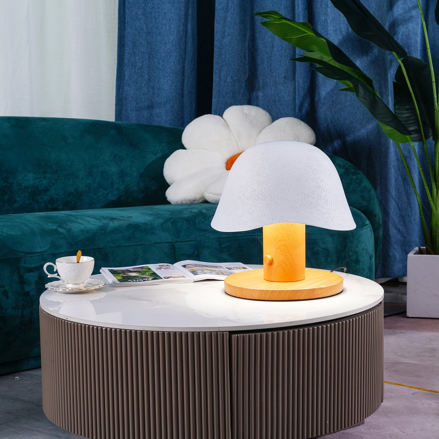 Mushroom Table Lamp | Resin & Metal | White, Black, Brown