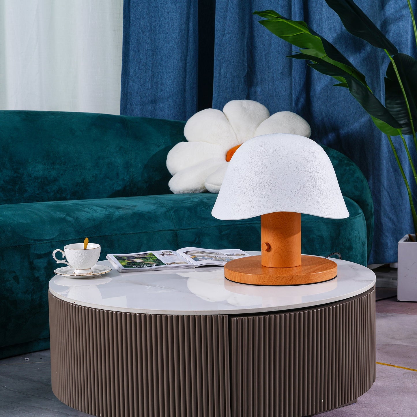 Mushroom Table Lamp | Resin & Metal | White, Black, Brown