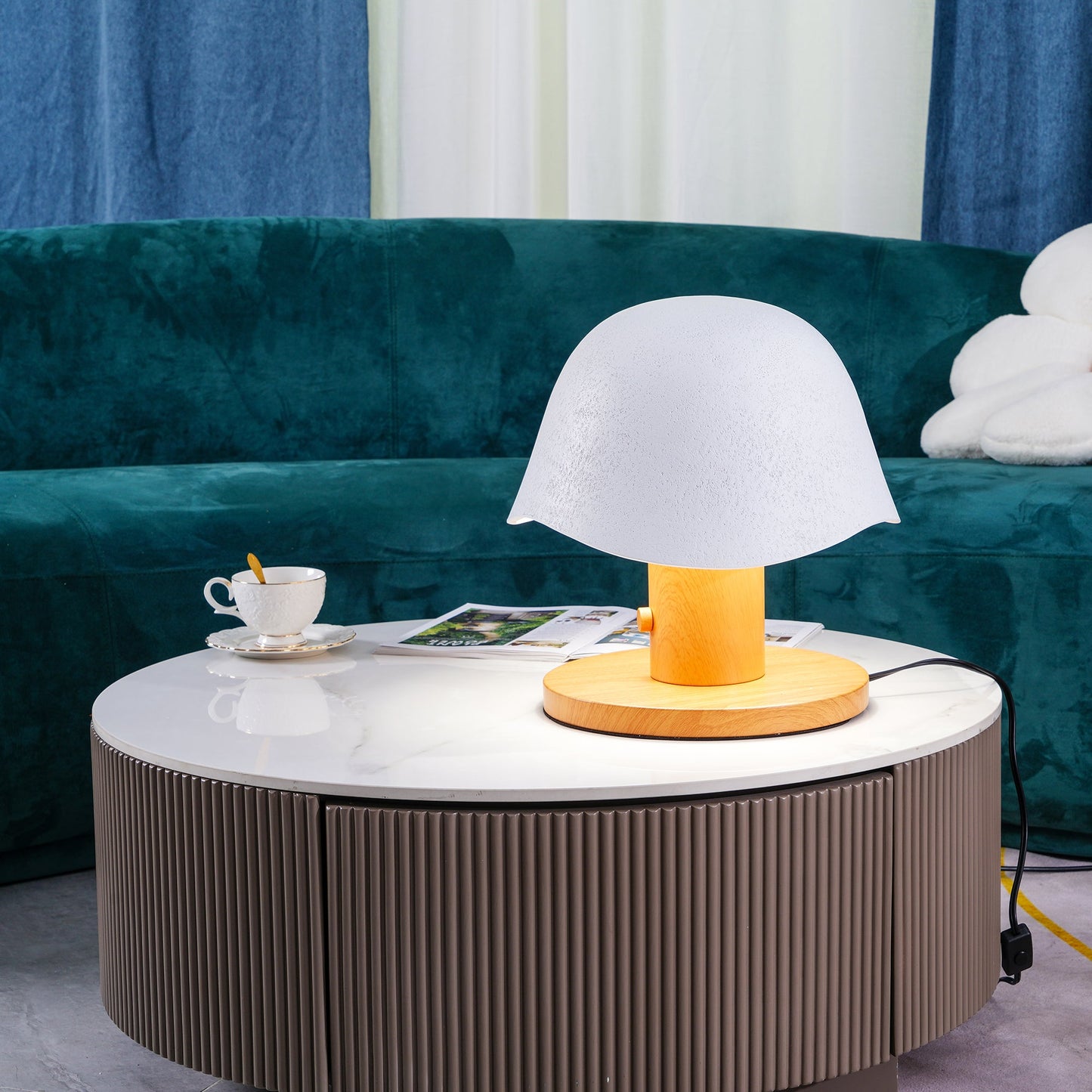 Mushroom Table Lamp | Resin & Metal | White, Black, Brown