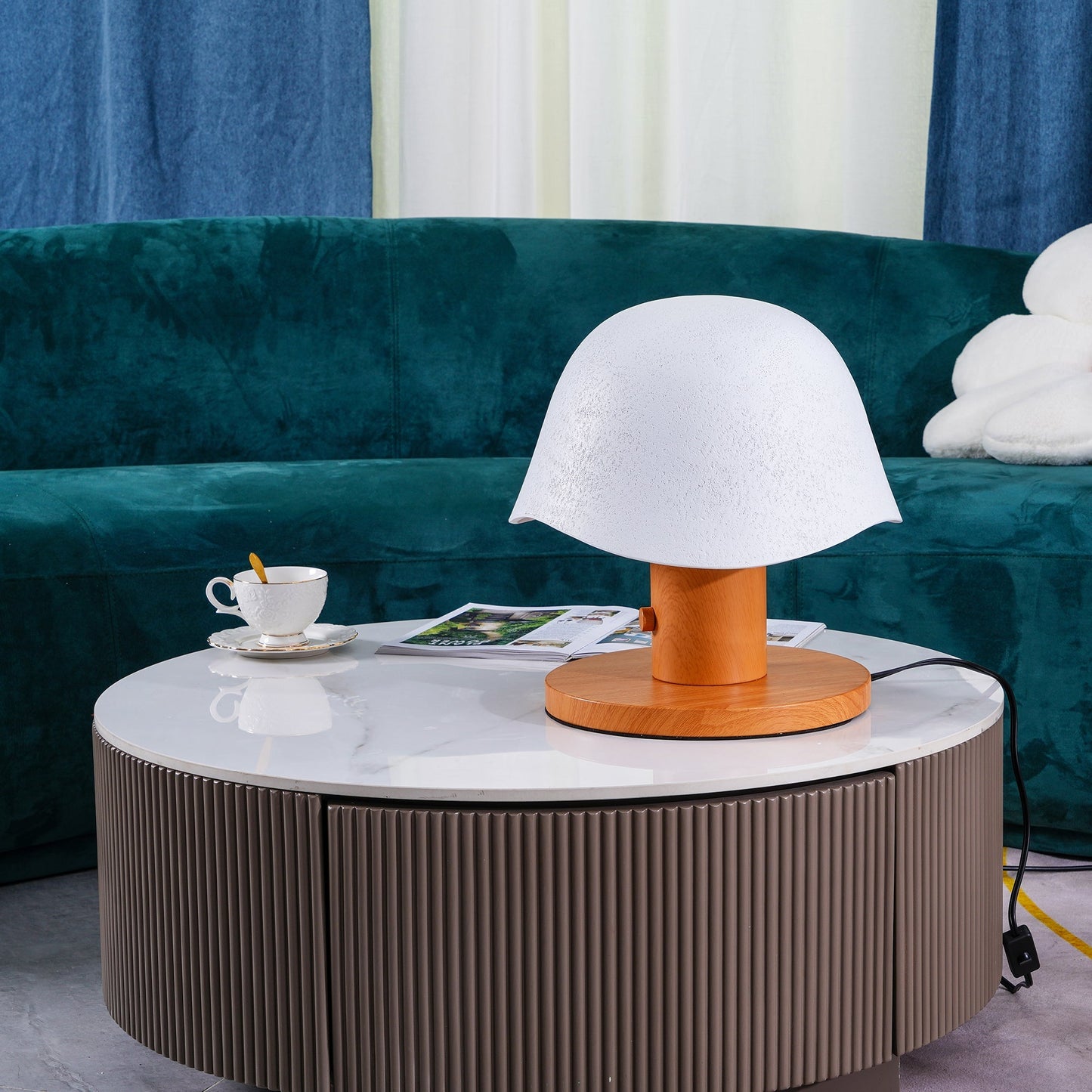 Mushroom Table Lamp | Resin & Metal | White, Black, Brown