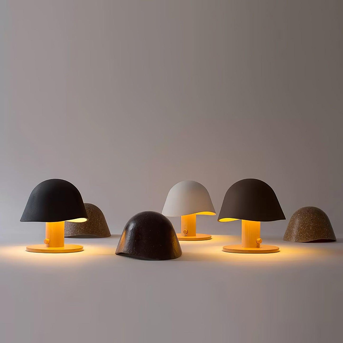 Mushroom Table Lamp | Resin & Metal | White, Black, Brown