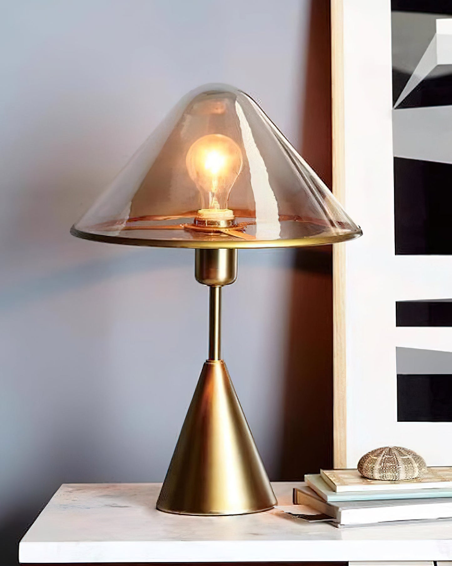 Mushroom Table Lamp | Retro Design | Orange & White