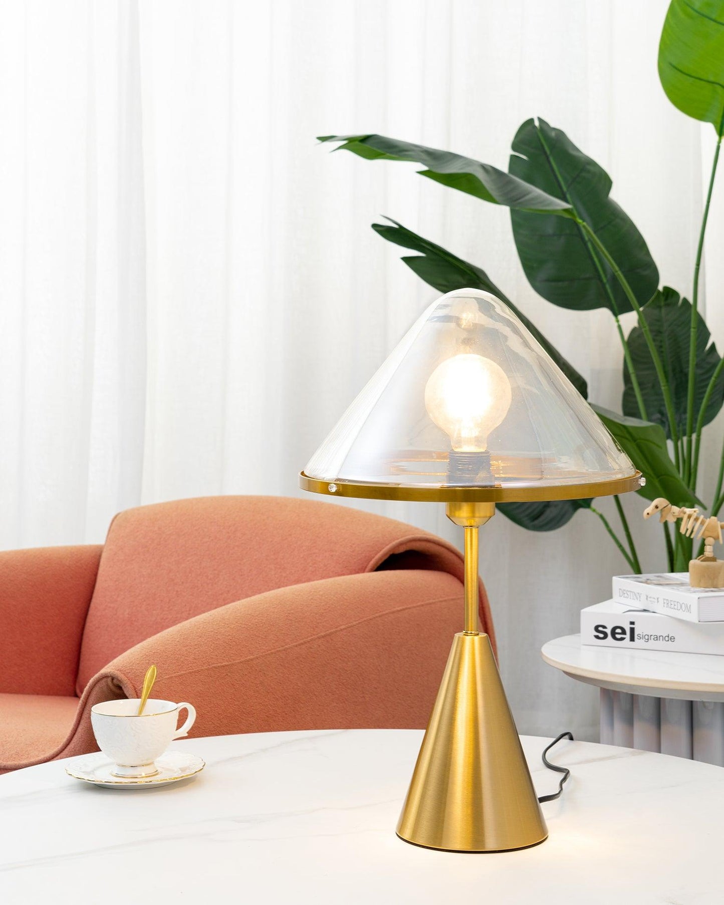 Mushroom Table Lamp | Retro Design | Orange & White