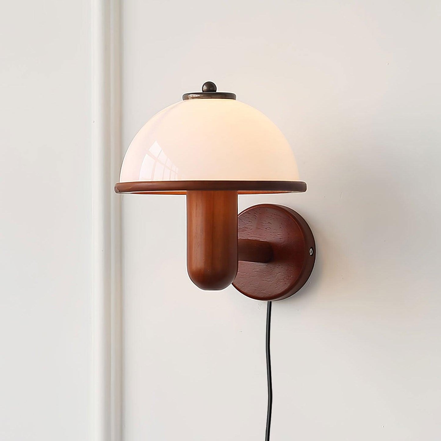 Mushroom Wall Lamp | Oak Wood & White Shade | 2-Pack