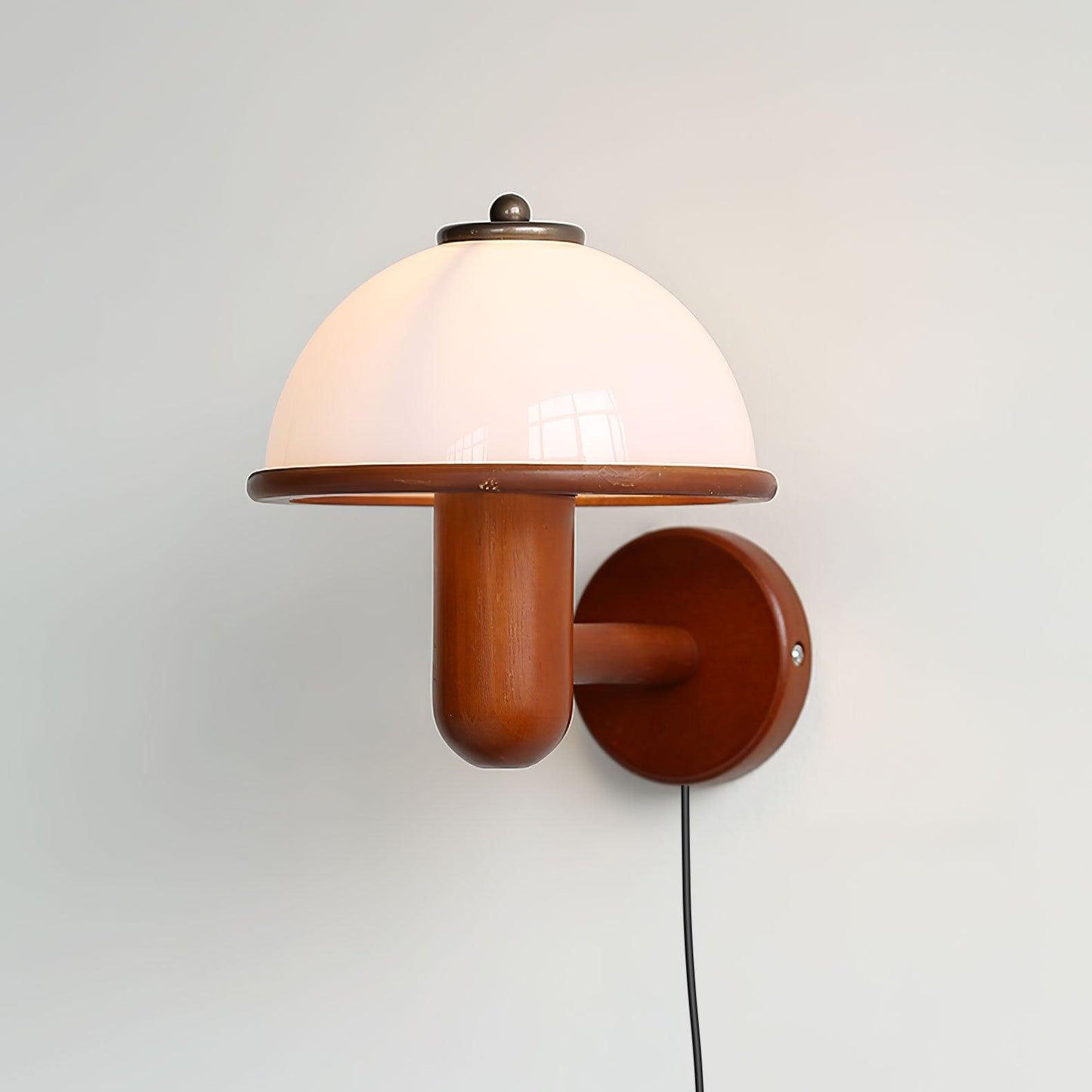 Mushroom Wall Lamp | Oak Wood & White Shade | 2-Pack