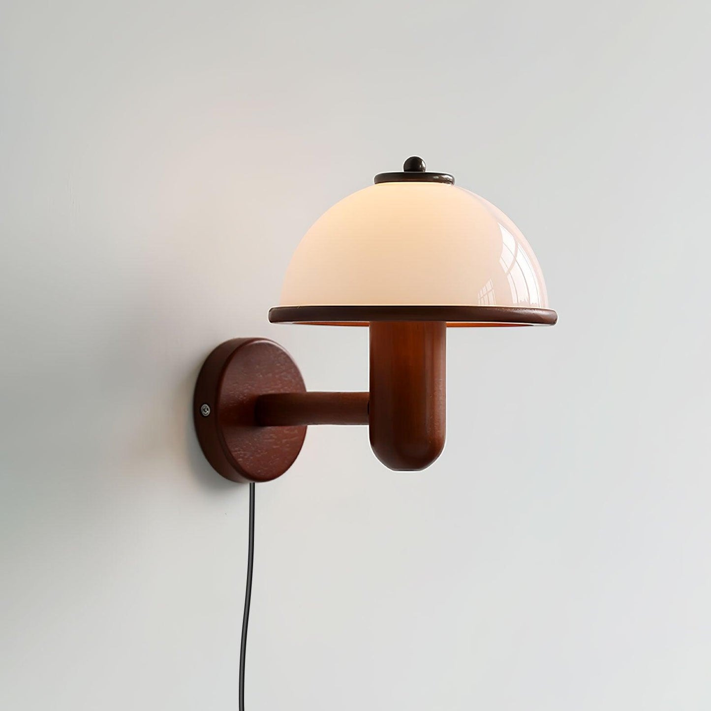 Mushroom Wall Lamp | Oak Wood & White Shade | 2-Pack