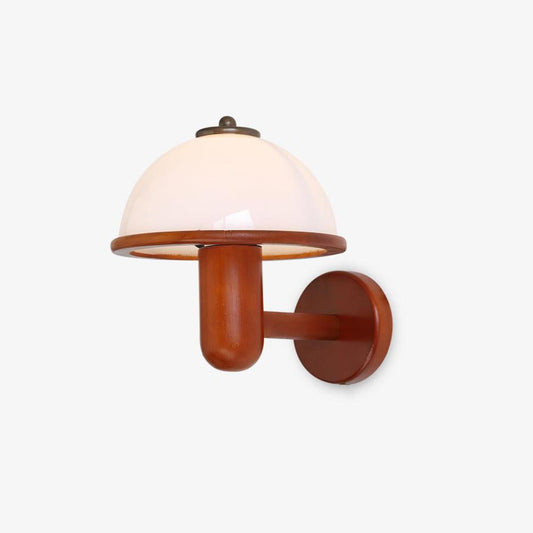 Mushroom Wall Lamp | Oak Wood & White Shade | 2-Pack