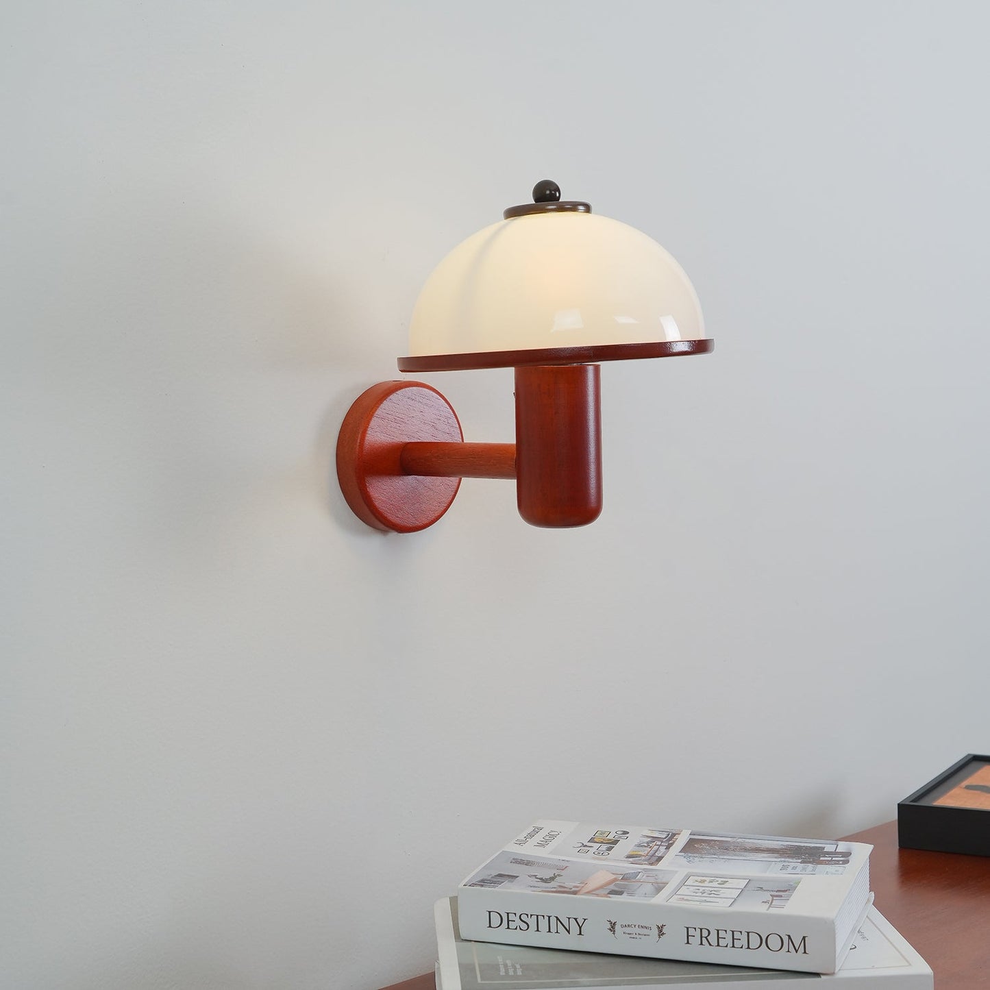 Mushroom Wall Lamp | Oak Wood & White Shade | 2-Pack