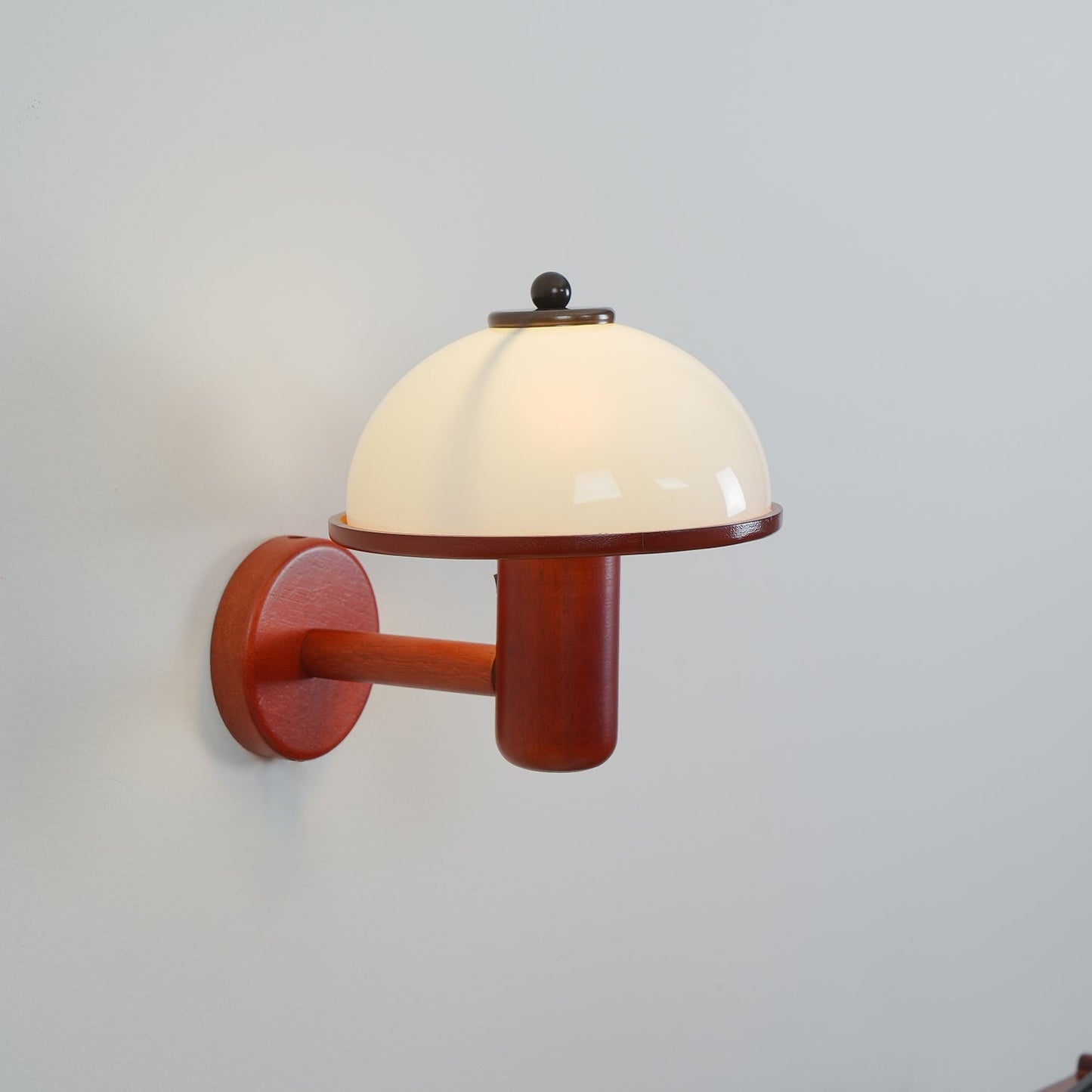 Mushroom Wall Lamp | Oak Wood & White Shade | 2-Pack