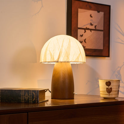 Myco Mushroom Table Lamp | Wooden Base | White Shade