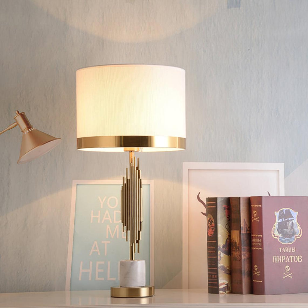 Myrano Table Lamp | Gold Leaf & Marble | White Shade