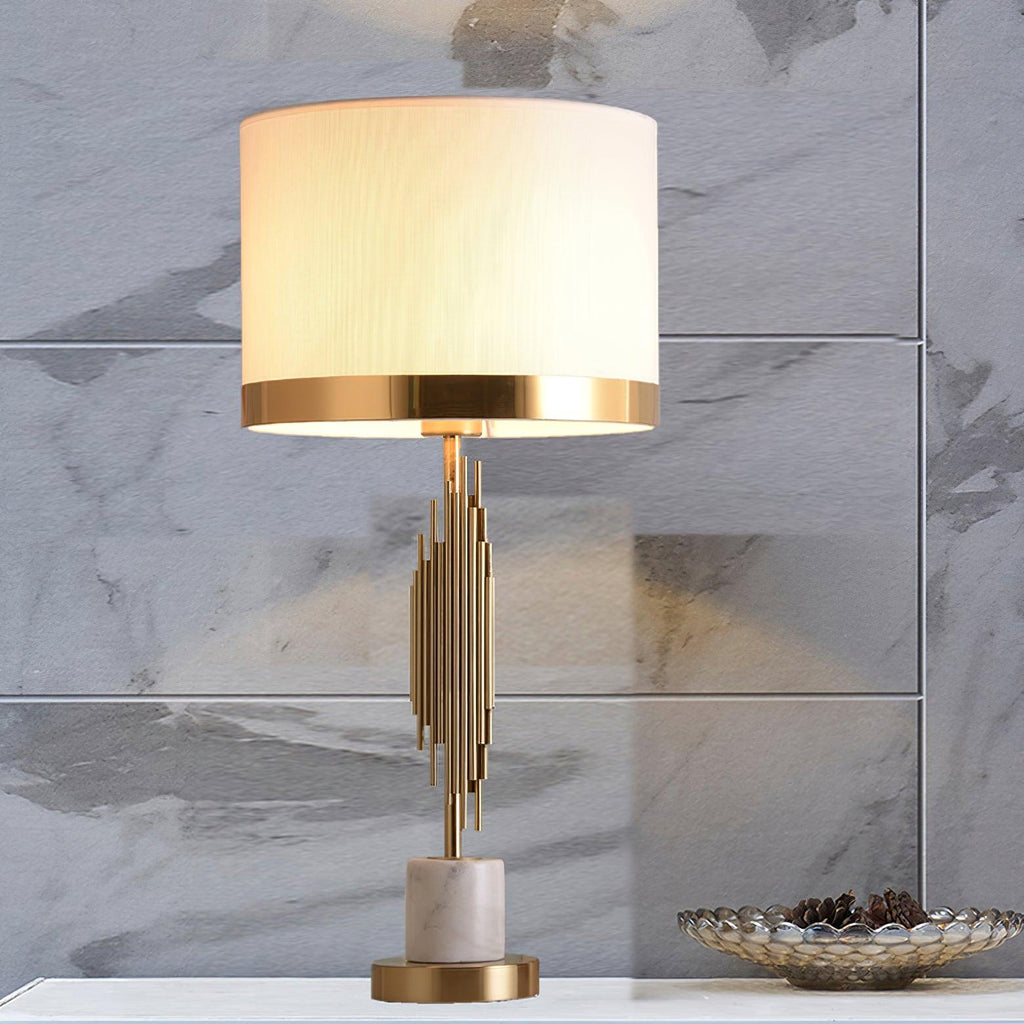 Myrano Table Lamp | Gold Leaf & Marble | White Shade