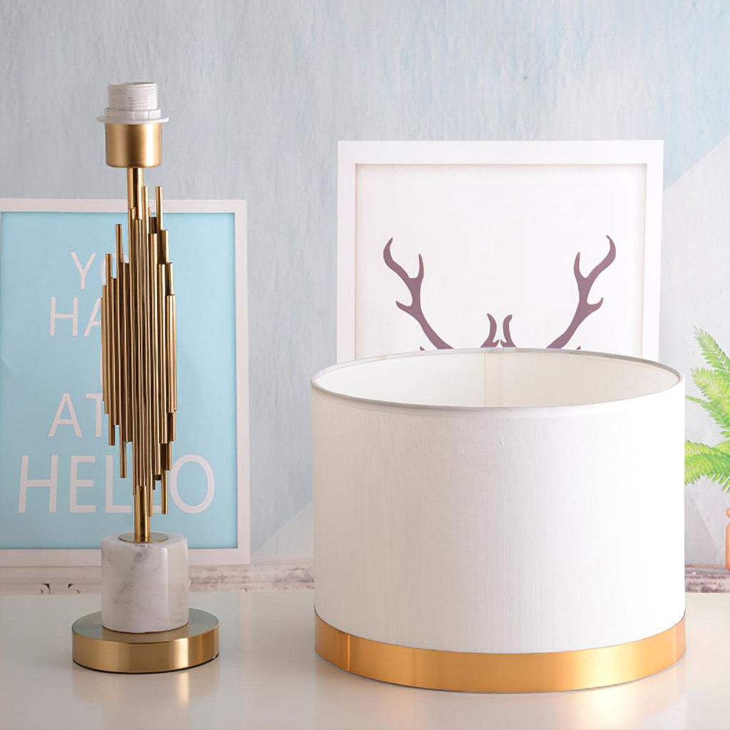 Myrano Table Lamp | Gold Leaf & Marble | White Shade