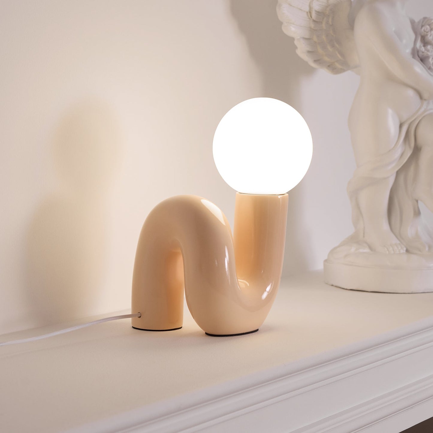 N Shape Table Lamp | Resin & Glass | Pink, Blue, White, Dark Red