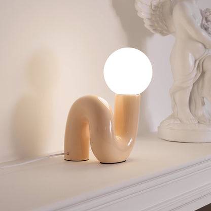 N Shape Table Lamp | Resin & Glass | Pink, Blue, White, Dark Red