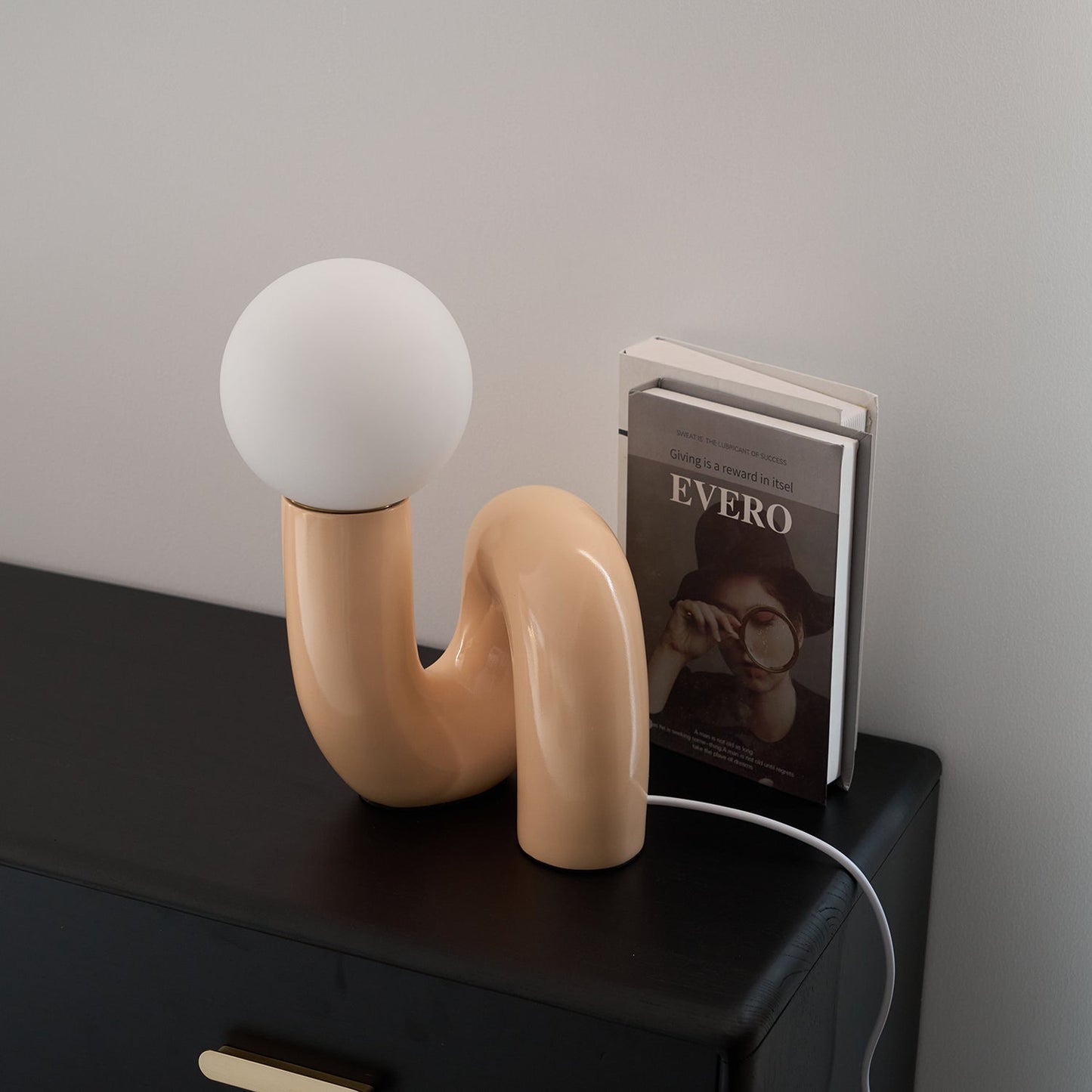 N Shape Table Lamp | Resin & Glass | Pink, Blue, White, Dark Red