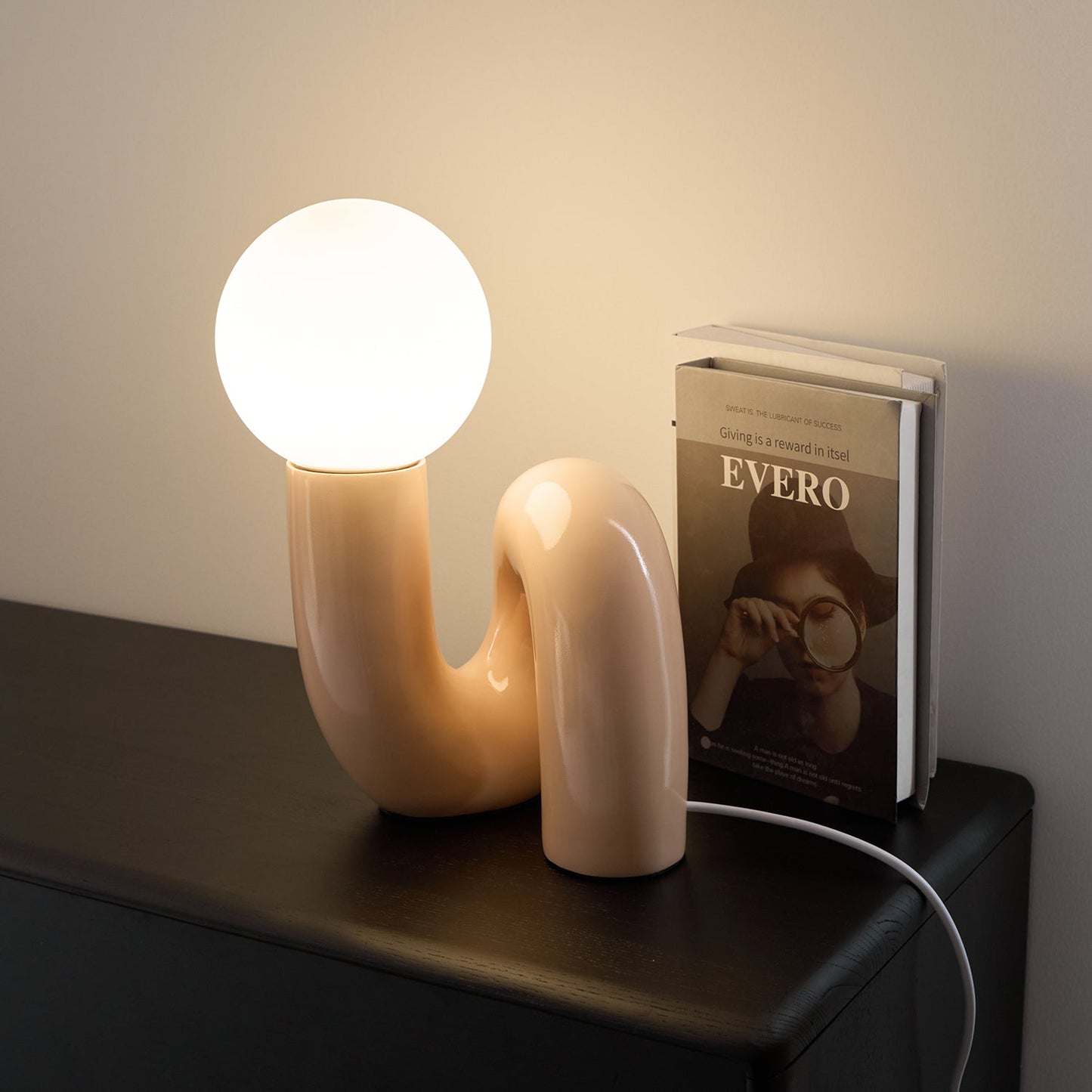 N Shape Table Lamp | Resin & Glass | Pink, Blue, White, Dark Red