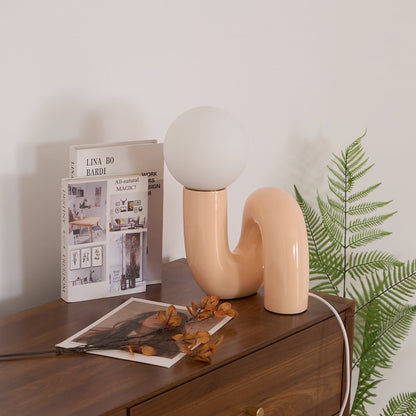 N Shape Table Lamp | Resin & Glass | Pink, Blue, White, Dark Red