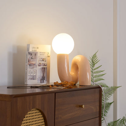N Shape Table Lamp | Resin & Glass | Pink, Blue, White, Dark Red