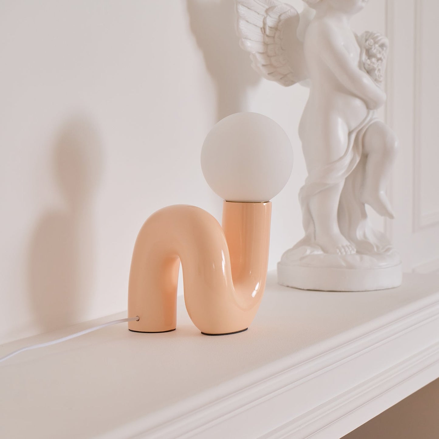 N Shape Table Lamp | Resin & Glass | Pink, Blue, White, Dark Red