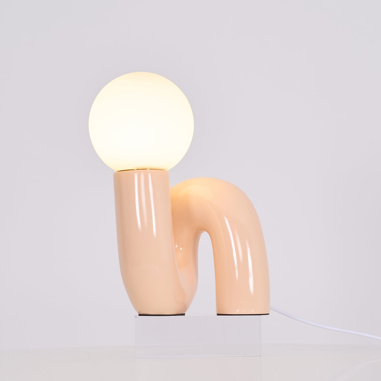 N Shape Table Lamp | Resin & Glass | Pink, Blue, White, Dark Red